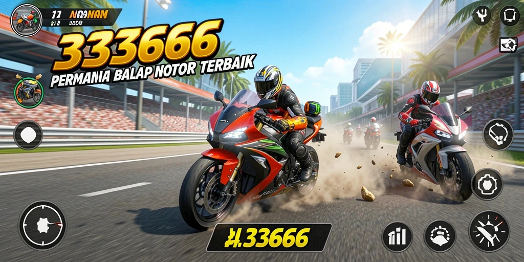 Gameplay seru dalam balapan motor yang mendebarkan.