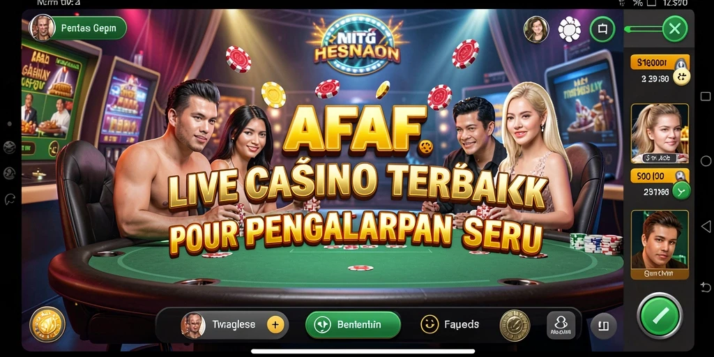Screenshot AFAF menampilkan dealer langsung yang berinteraksi dengan pemain dalam permainan kasino.