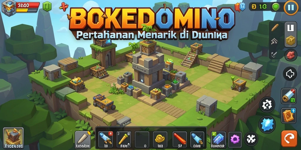 Tampilan seru gameplay BOKEDOMINO dalam aksi Tower Defense.