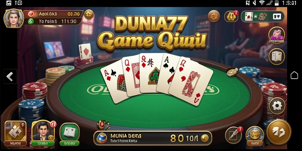 Screenshot DUNIA77 menampilkan aksi seru bermain QiuQiu.