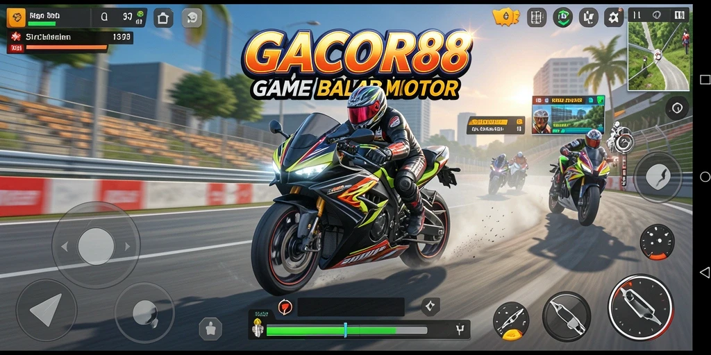 Gameplay mendebarkan dari GACOR88 dengan motor yang melaju kencang.