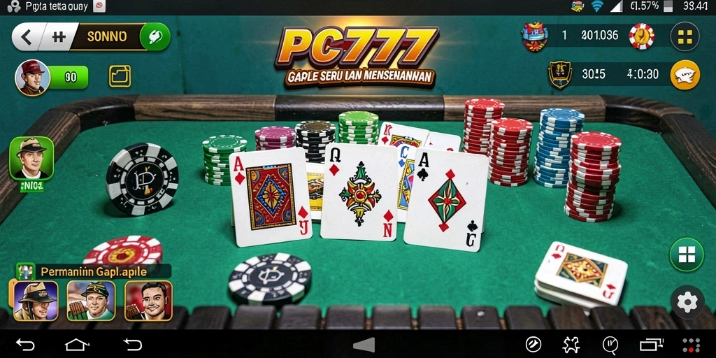 Gameplay seru PC777 yang menampilkan pertarungan Gaple.