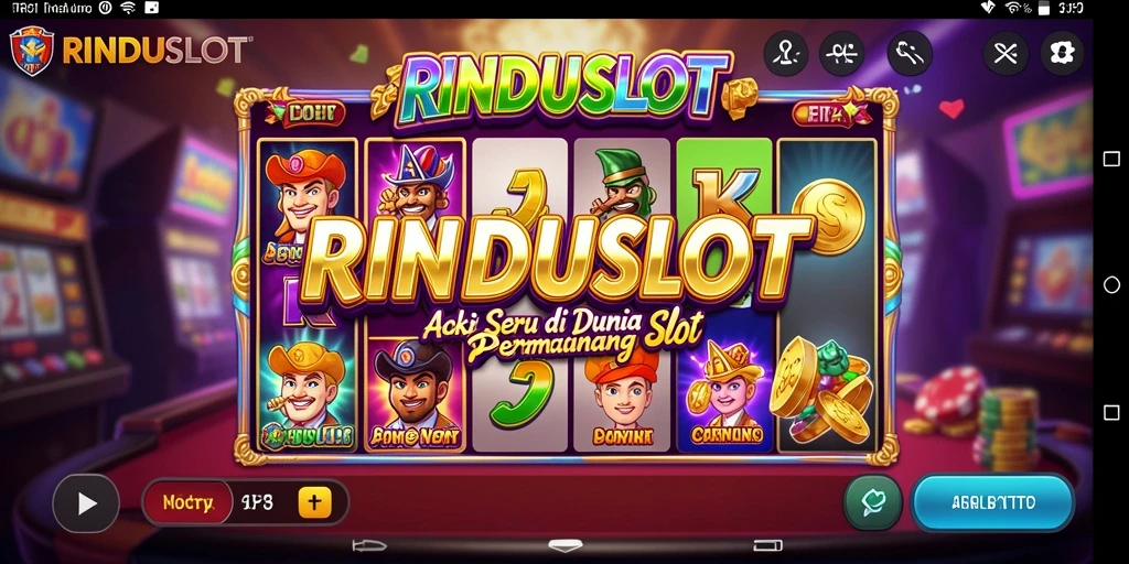 Tampilan aksi seru gameplay RINDUSLOT dengan slot dan tantangan.