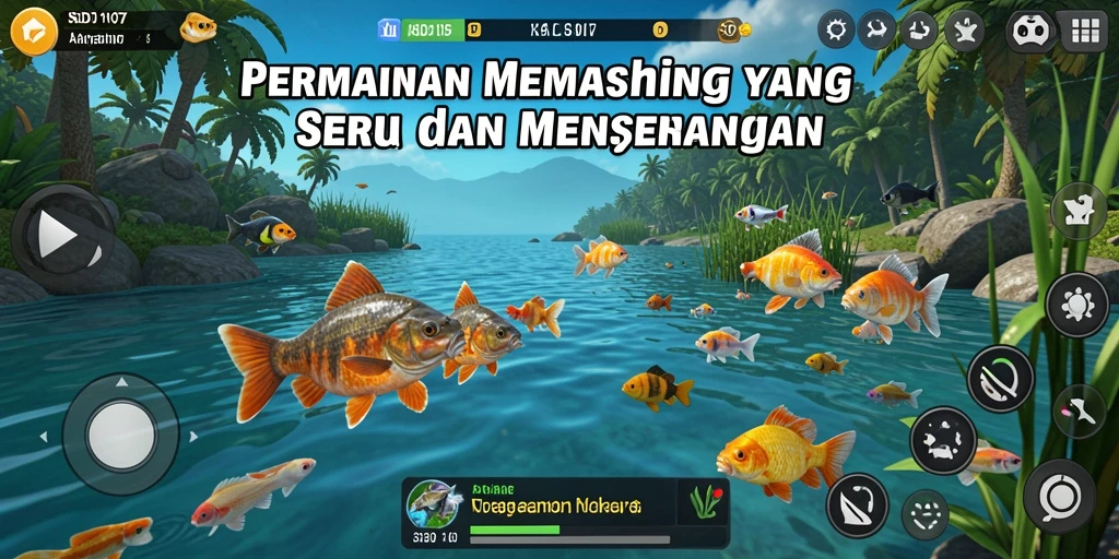 Tampilan gameplay menarik dari SD107 saat memancing di danau.