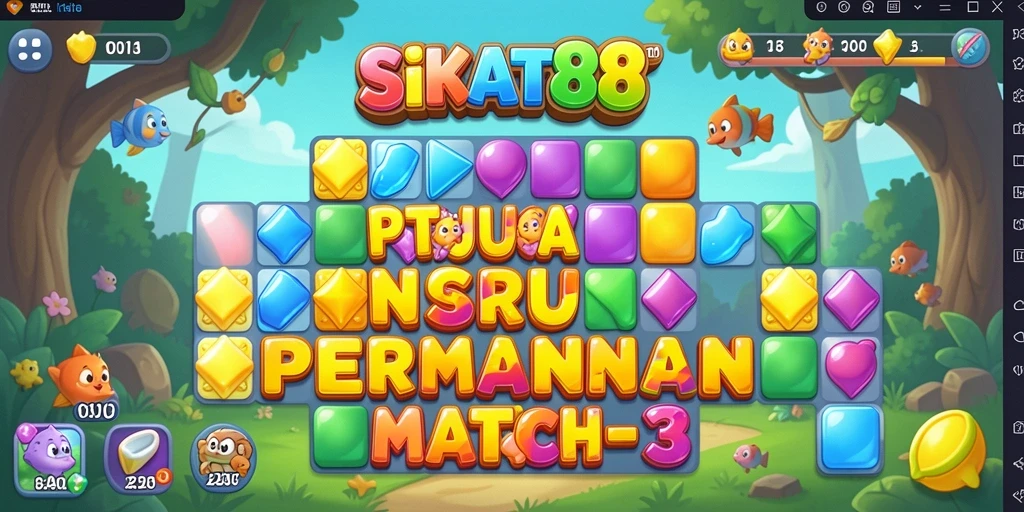 Tampilan gameplay seru SIKAT88 dengan aksi Match-3 yang menarik.