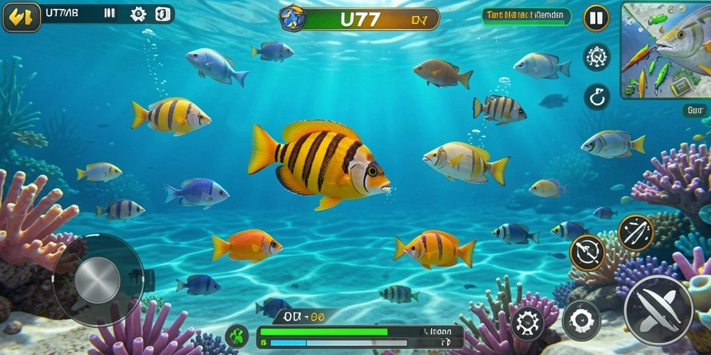Tampilan gameplay Tembak Ikan yang seru dan menantang di UT77.