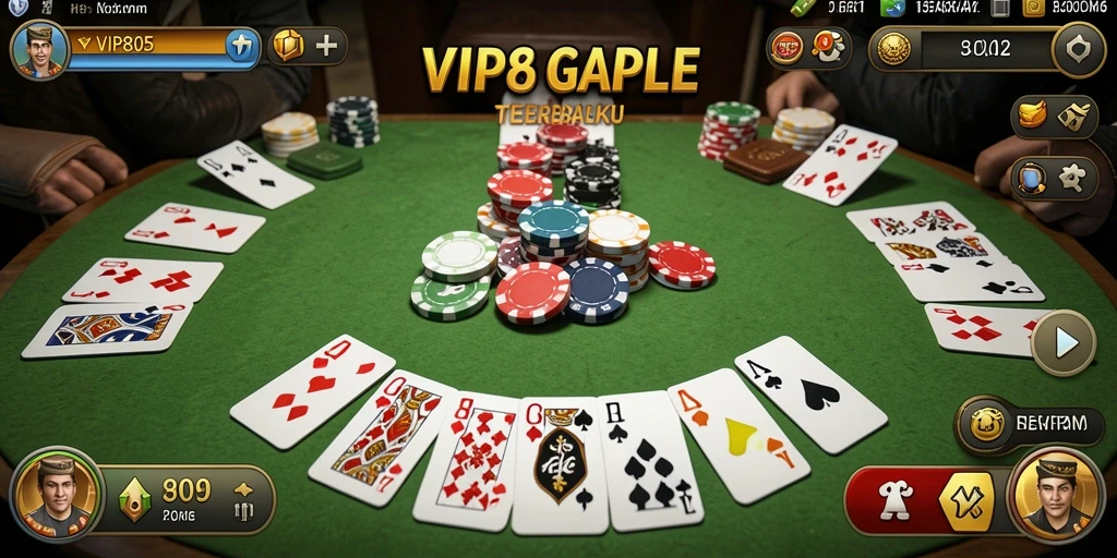 Screenshot gameplay VIP805 menampilkan suasana permainan Gaple yang seru.